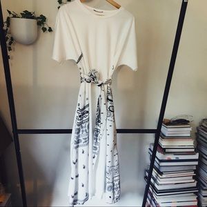 Zara Midi T-Shirt Dress with Paisley Sides & Belt